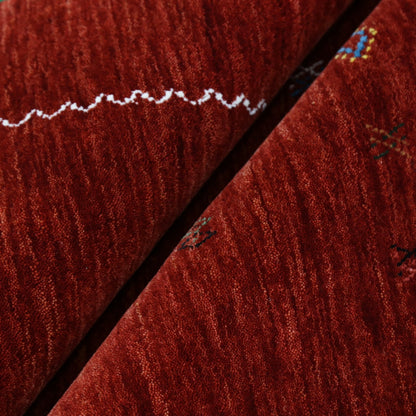 Modern Design Red Hand Loomed Wool Area Rug