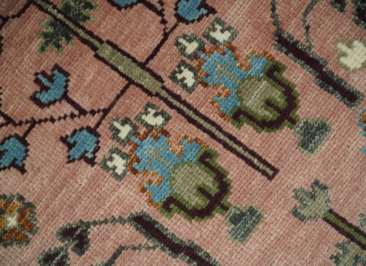 Ready to Ship Pink, Olive and Beige Tree of life Vintage Traditional Wool Rug.