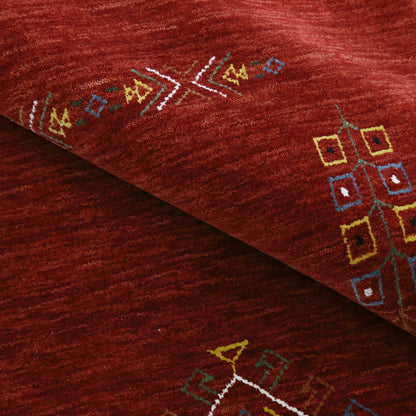 Red Center Medallion Tribal Design Hand Loomed Wool Area Rug.