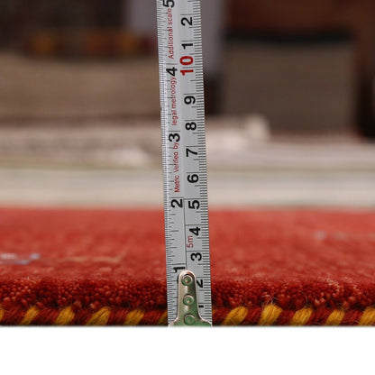Red Center Medallion Tribal Design Hand Loomed Wool Area Rug.