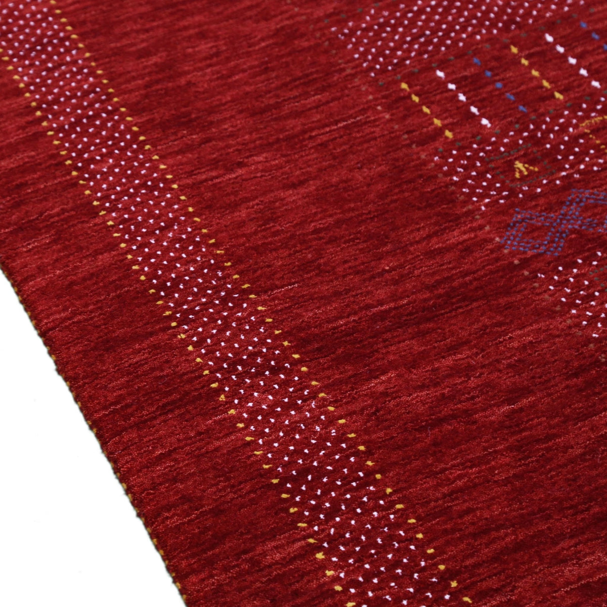 Red Center Pattern Hand Loomed Wool Area Rug.