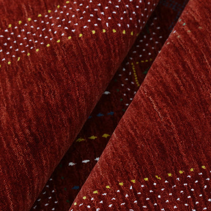 Red Center Pattern Hand Loomed Wool Area Rug.