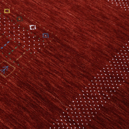Red Contemporary Center Design Hand Loomed Wool Area Rug