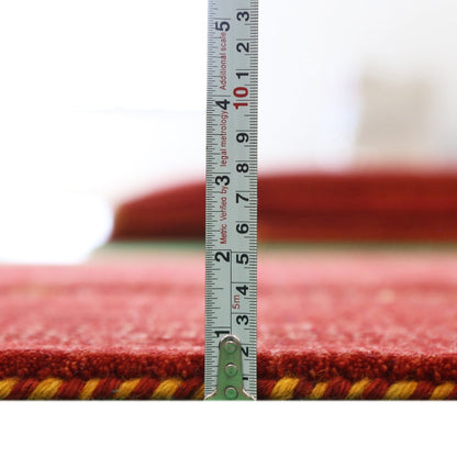 Red Contemporary Center Design Hand Loomed Wool Area Rug