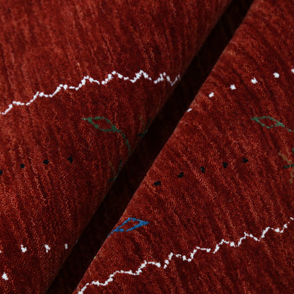 Red Gabbeh Border Design Hand Loomed Wool Area Rug.