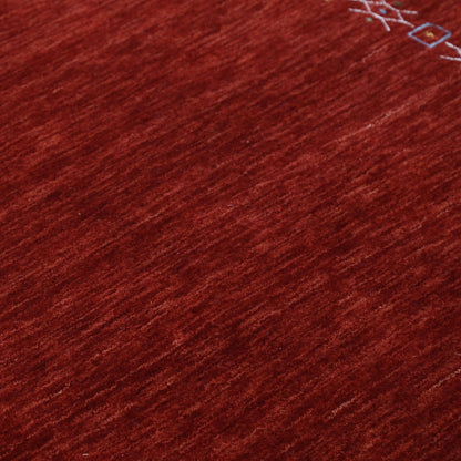 Red Tribal Border Design Hand Loomed Wool Area Rug.