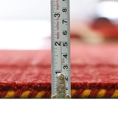 Red Tribal Geometrical Design Wool Area Rug.