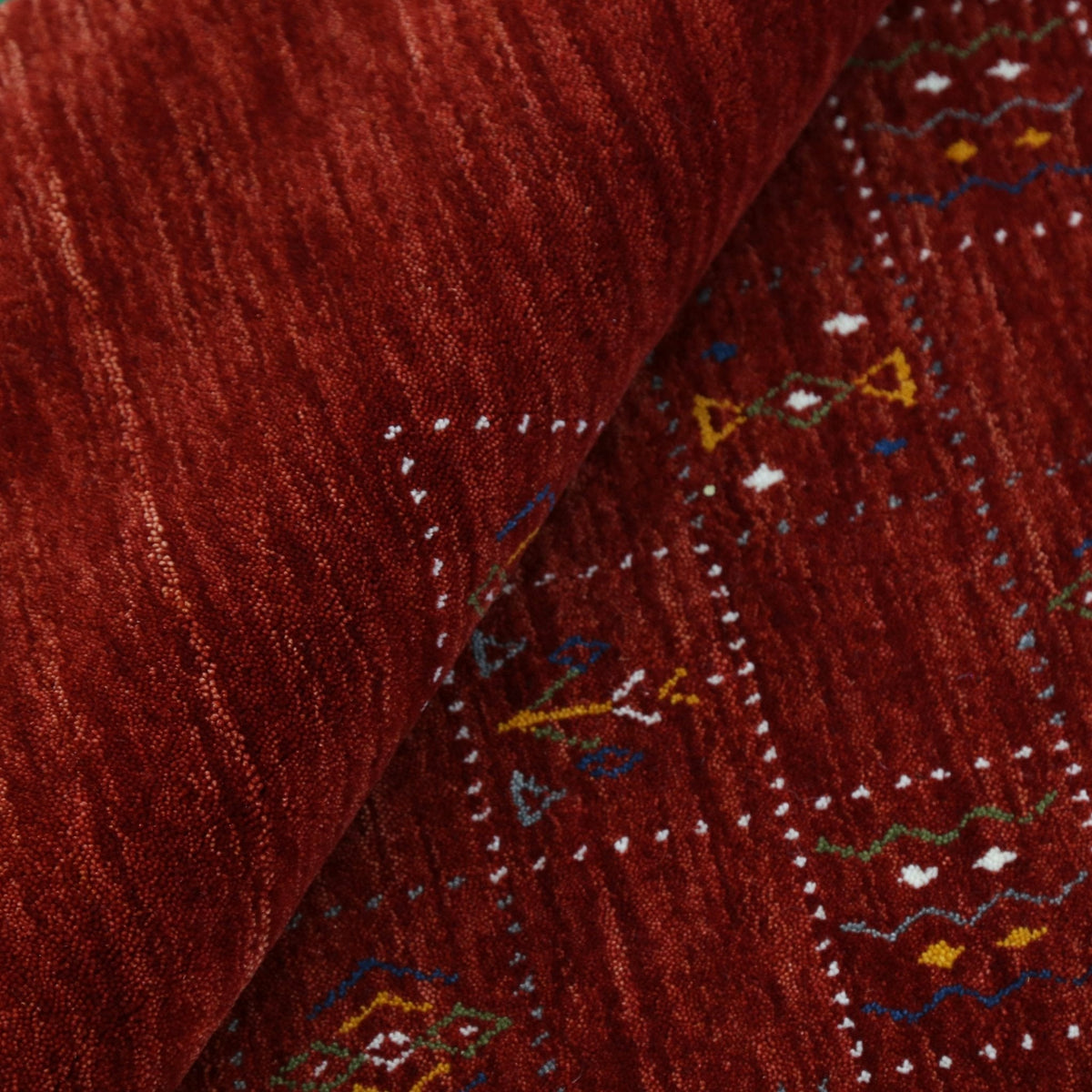 Red Tribal Geometrical Design Wool Area Rug.