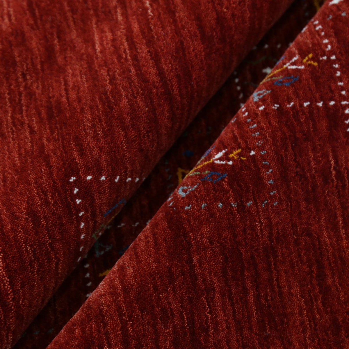 Red Tribal Geometrical Design Wool Area Rug.