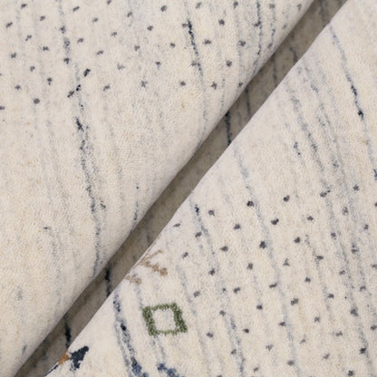 Solid Ivory Border Patterns Hand Loomed Wool Area Rug.