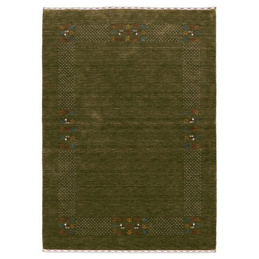Solid with Border Patterns Hand Loomed Wool Area Rug.