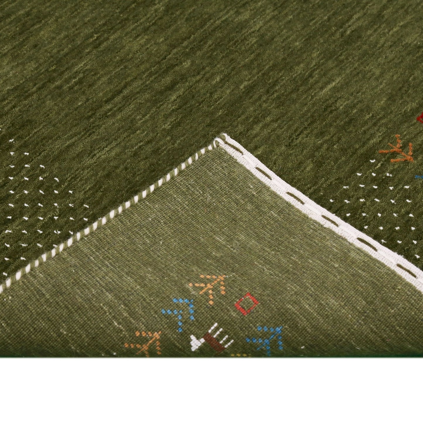 Solid with Border Patterns Hand Loomed Wool Area Rug.