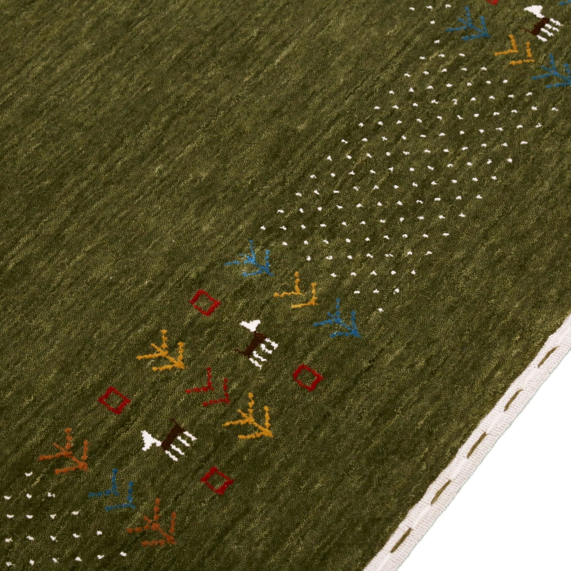 Solid with Border Patterns Hand Loomed Wool Area Rug.