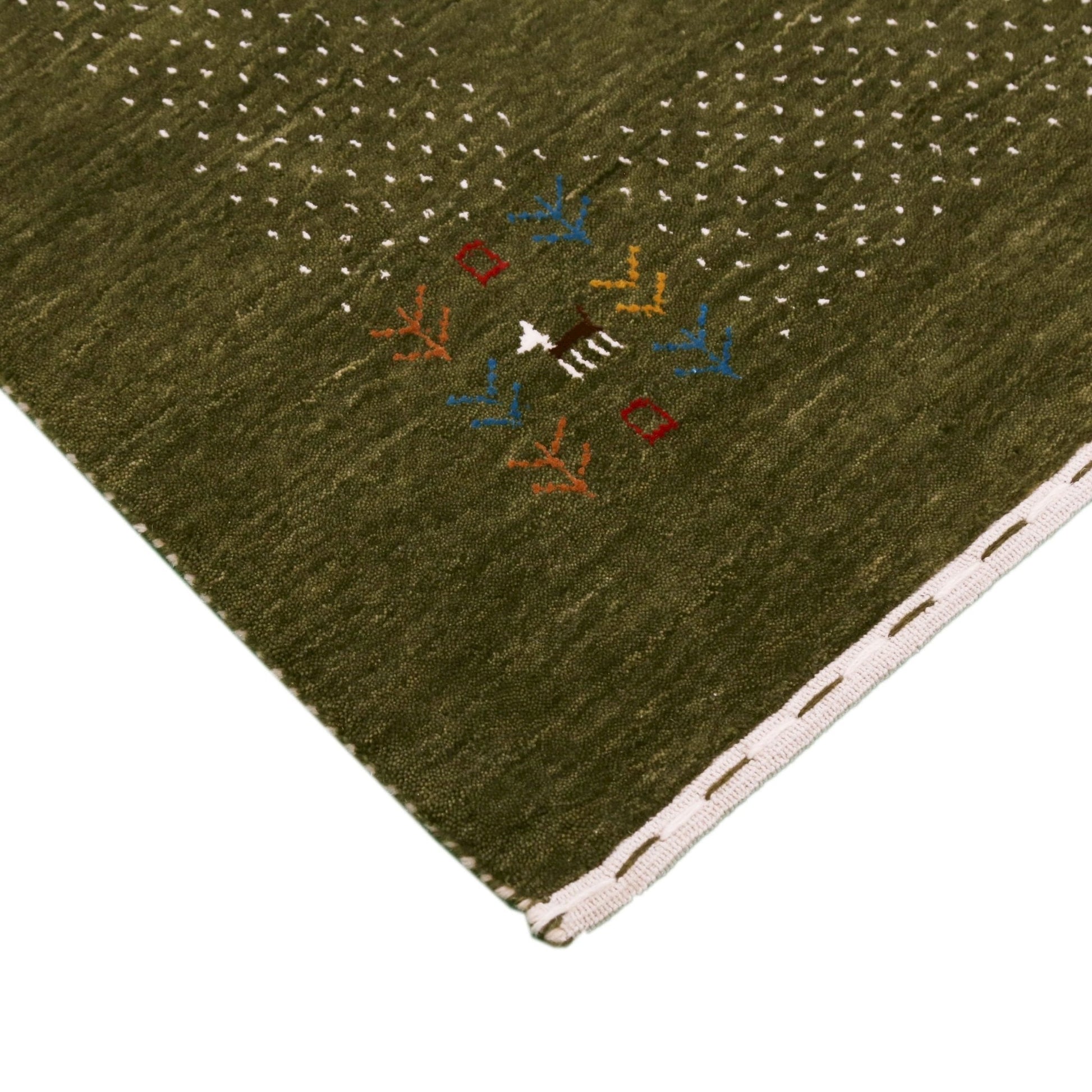 Solid with Border Patterns Hand Loomed Wool Area Rug.