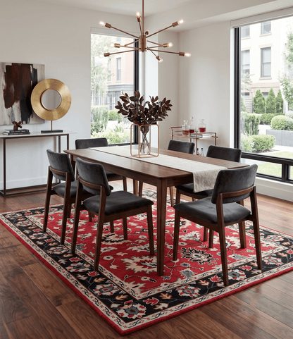 Red and Black Hand Knotted Traditional Oushak Custom made wool Area Rug.
