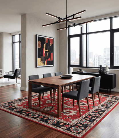 Red and Black Hand Knotted Traditional Oushak Custom made wool Area Rug.