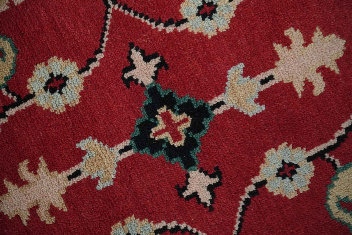 Red and Black Hand Knotted Traditional Oushak Custom made wool Area Rug.