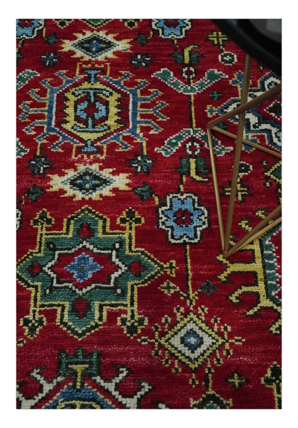 Custom Made Maroon and Blue Antique Turkish Hand Knotted Wool Area Rug.