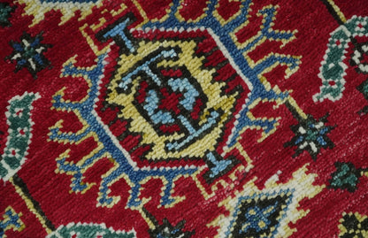 Custom Made Maroon and Blue Antique Turkish Hand Knotted Wool Area Rug.