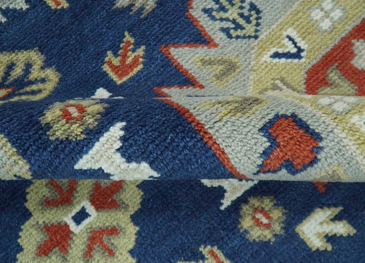 Red, Brown and Olive Traditional Hand knotted Custom Made Wool Area Rug.