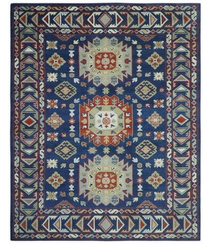 Red, Brown and Olive Traditional Hand knotted Custom Made Wool Area Rug.