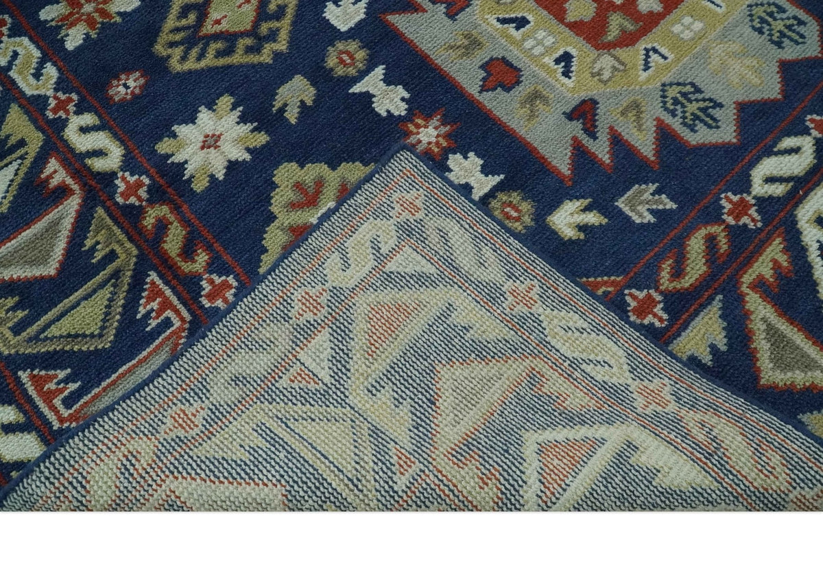 Red, Brown and Olive Traditional Hand knotted Custom Made Wool Area Rug.