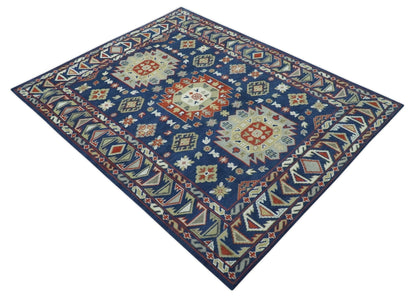 Red, Brown and Olive Traditional Hand knotted Custom Made Wool Area Rug.