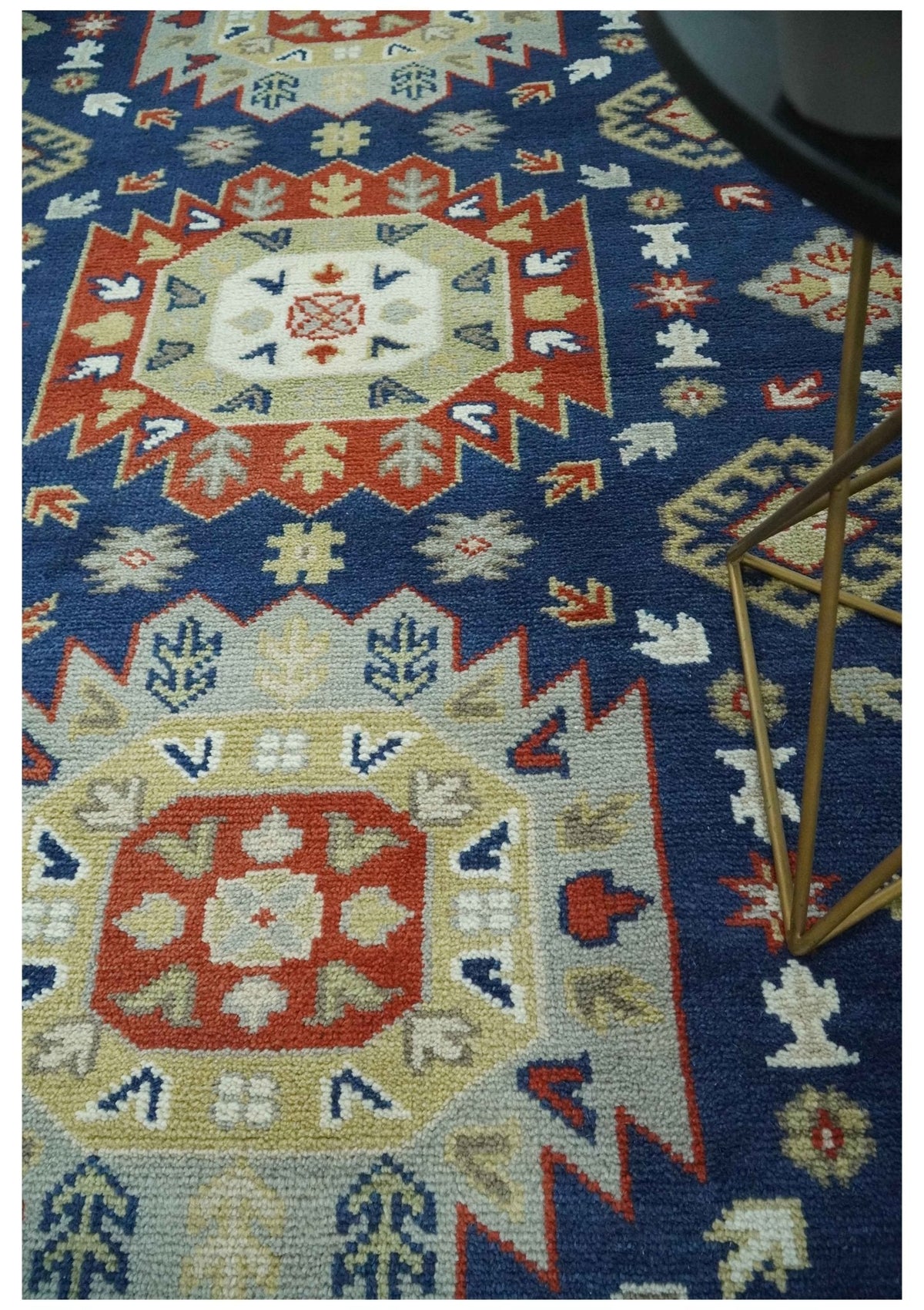 Red, Brown and Olive Traditional Hand knotted Custom Made Wool Area Rug.