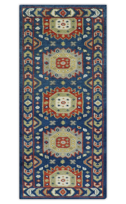 Red, Brown and Olive Traditional Hand knotted Custom Made Wool Area Rug.