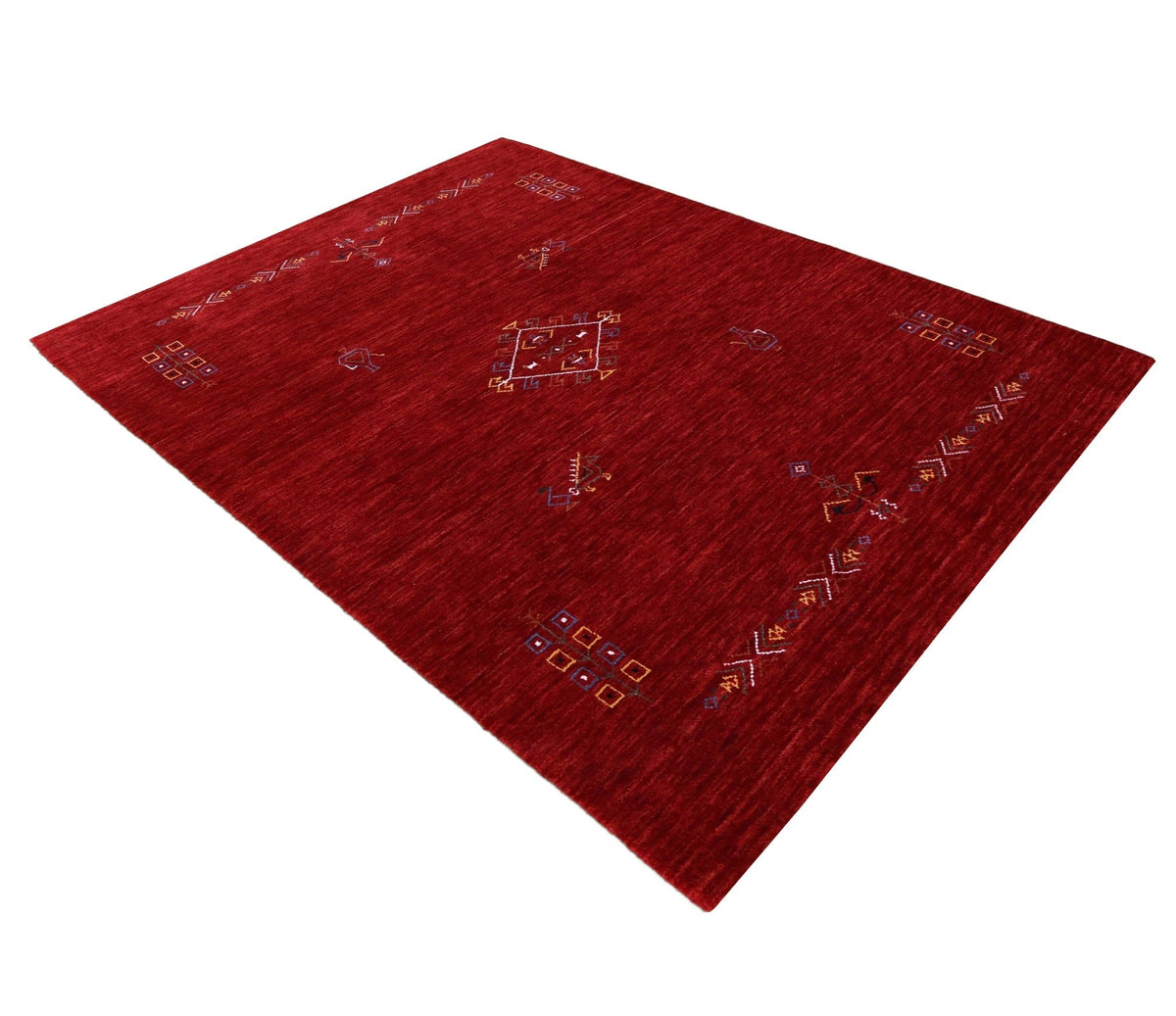 Red Center Medallion Tribal Design Hand Loomed Wool Area Rug.