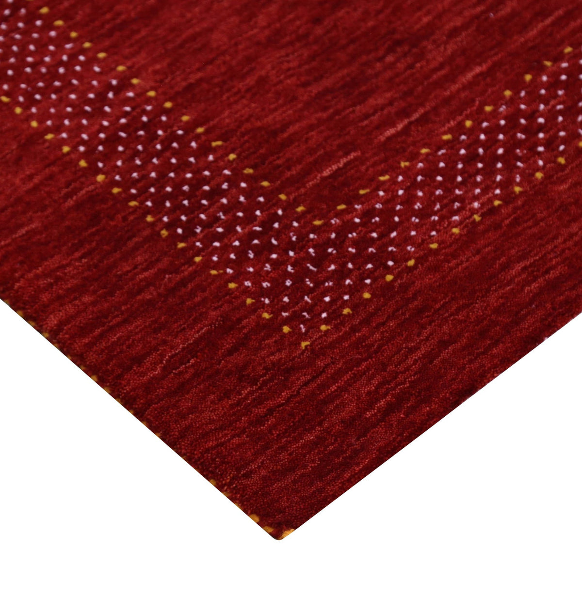 Red Center Pattern Hand Loomed Wool Area Rug.