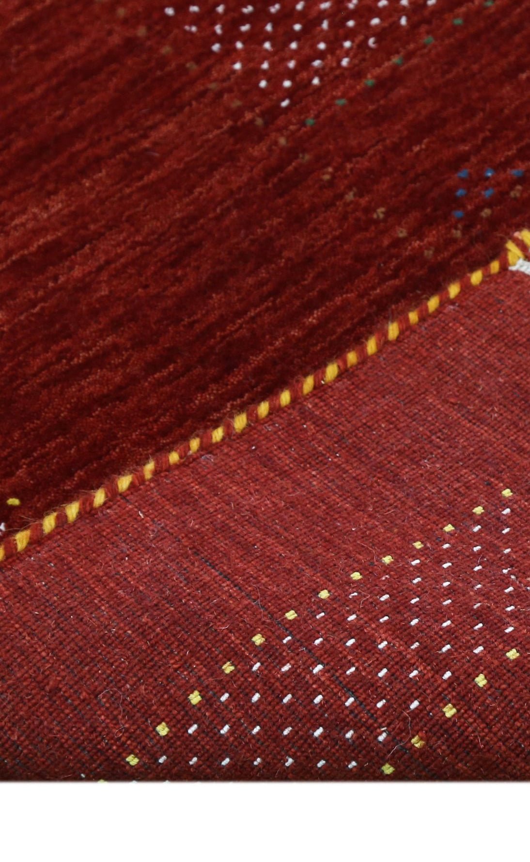 Red Center Pattern Hand Loomed Wool Area Rug.