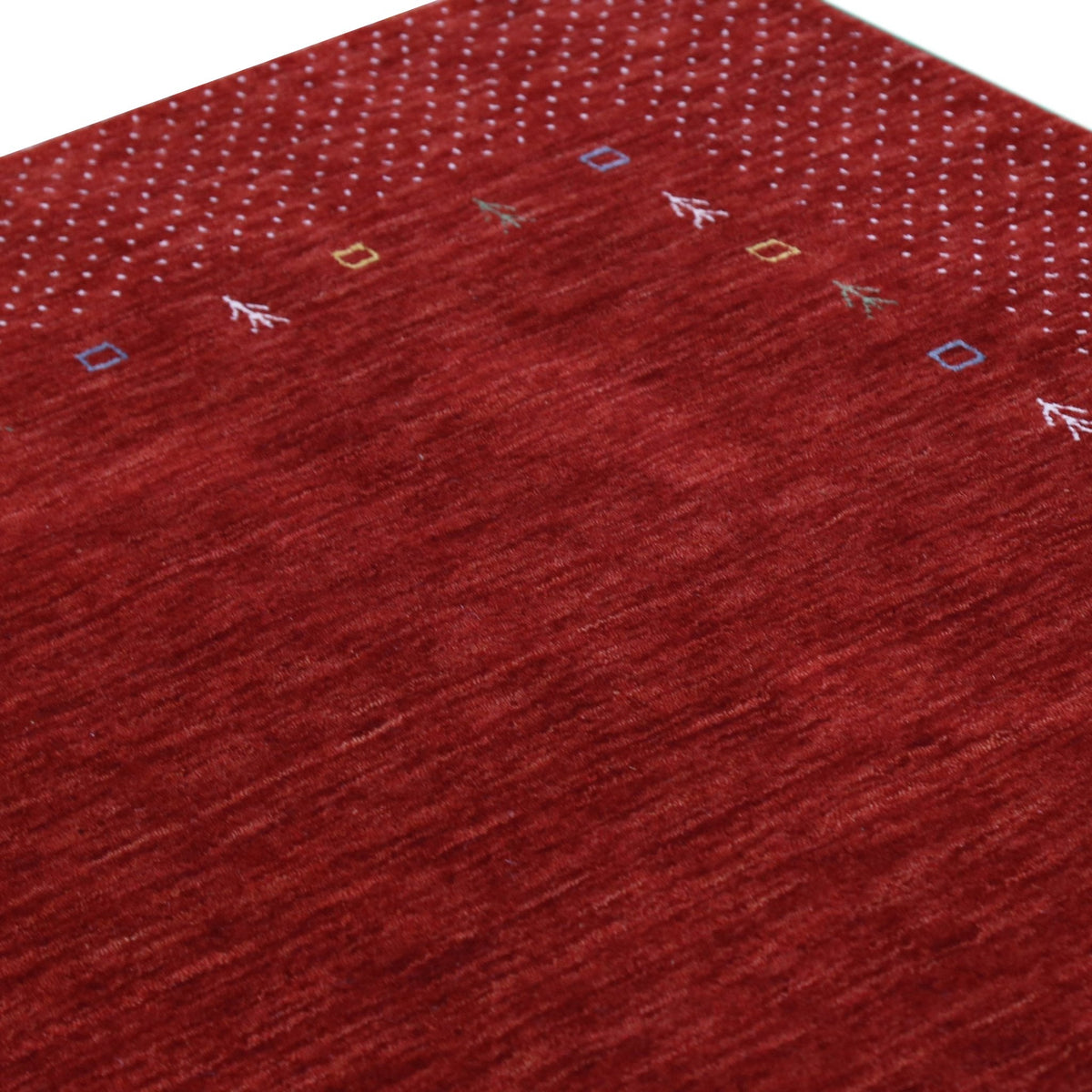Red Gabbeh Border Design Hand Loomed Wool Area Rug.