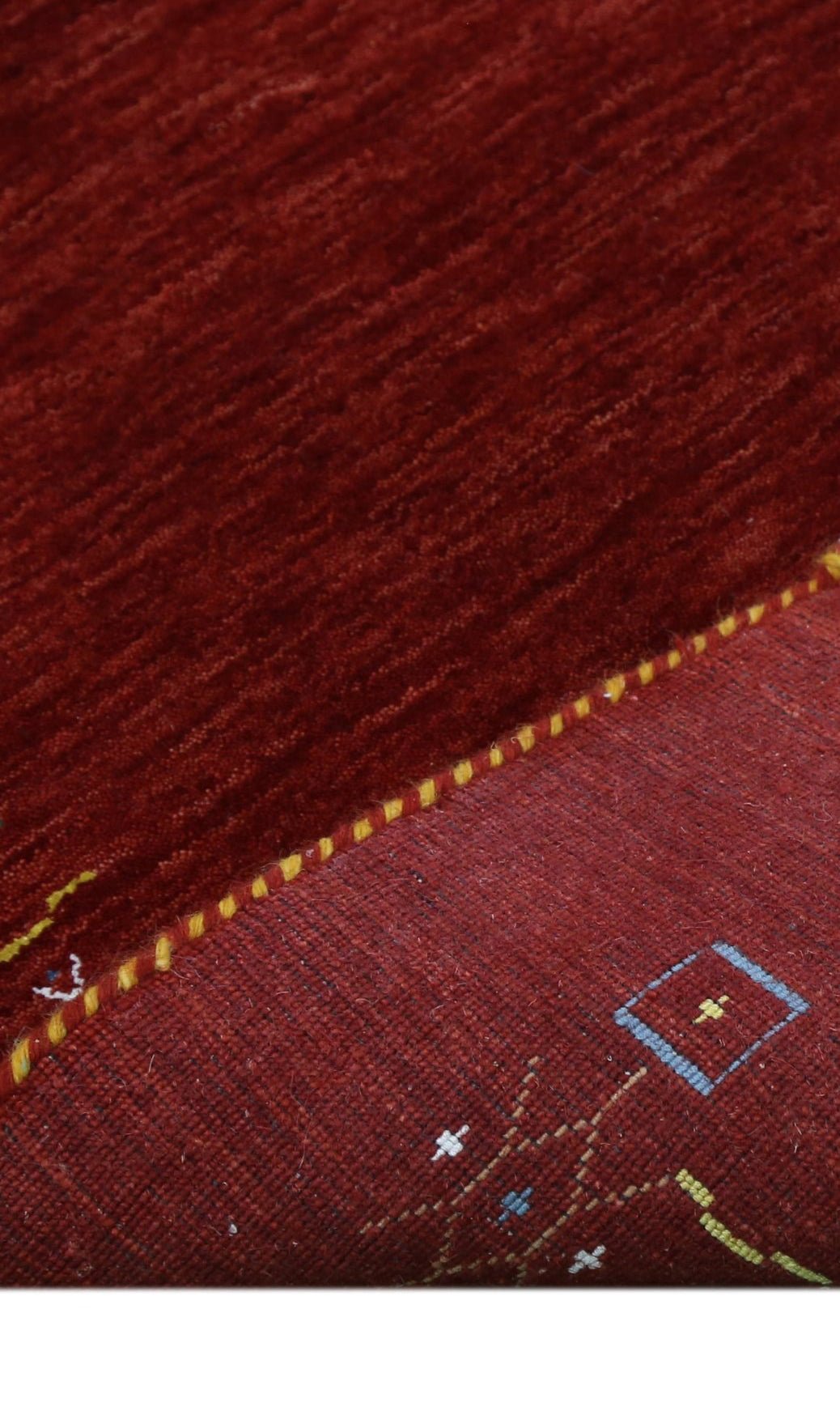 Red Tribal Border Design Hand Loomed Wool Area Rug.