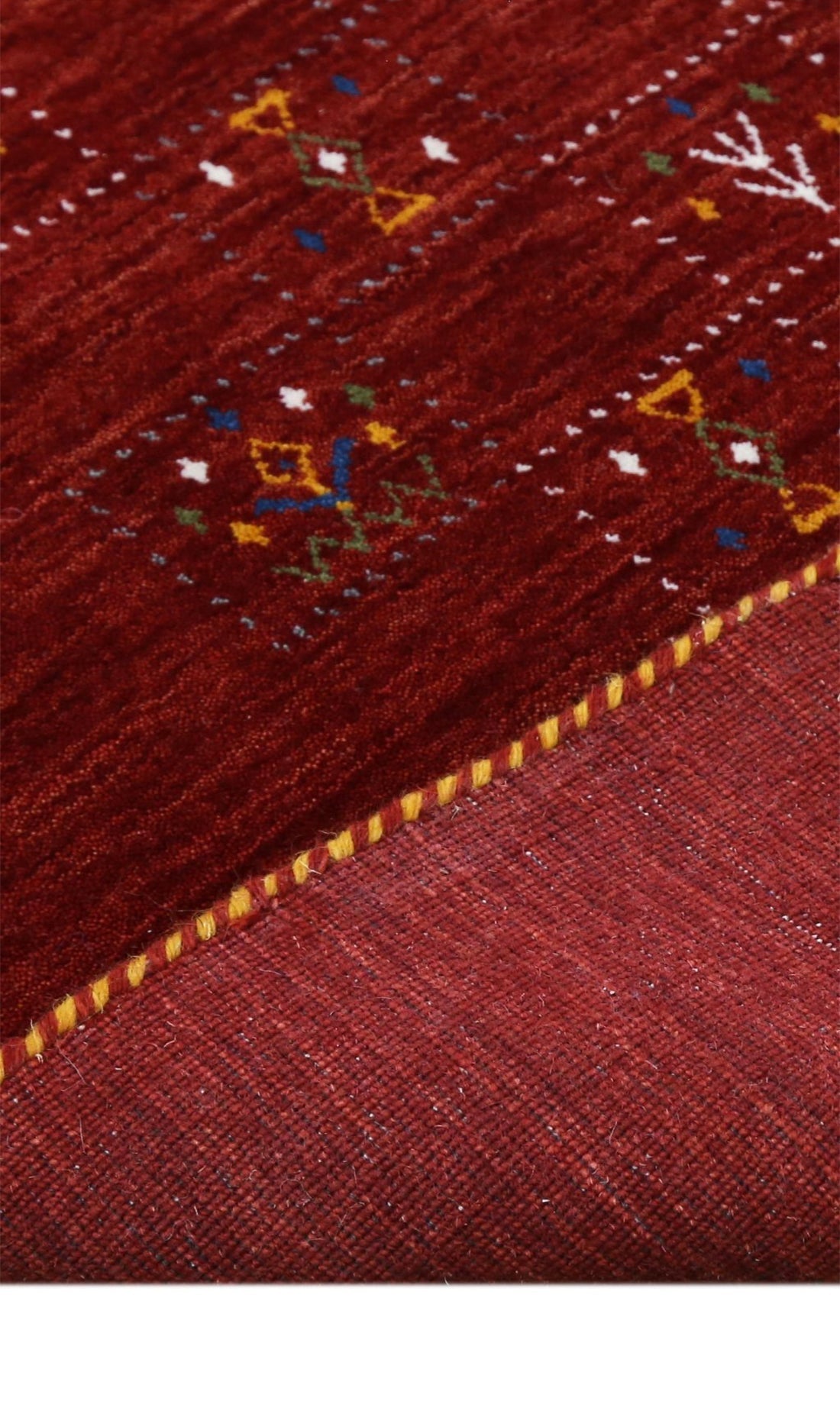 Red Tribal Geometrical Design Wool Area Rug.