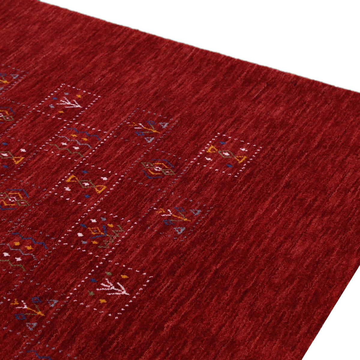 Red Tribal Geometrical Design Wool Area Rug.