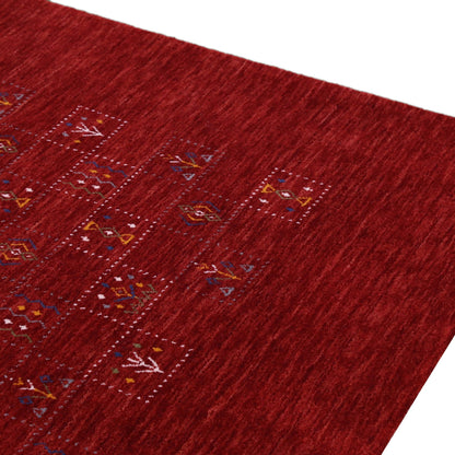 Red Tribal Geometrical Design Wool Area Rug.
