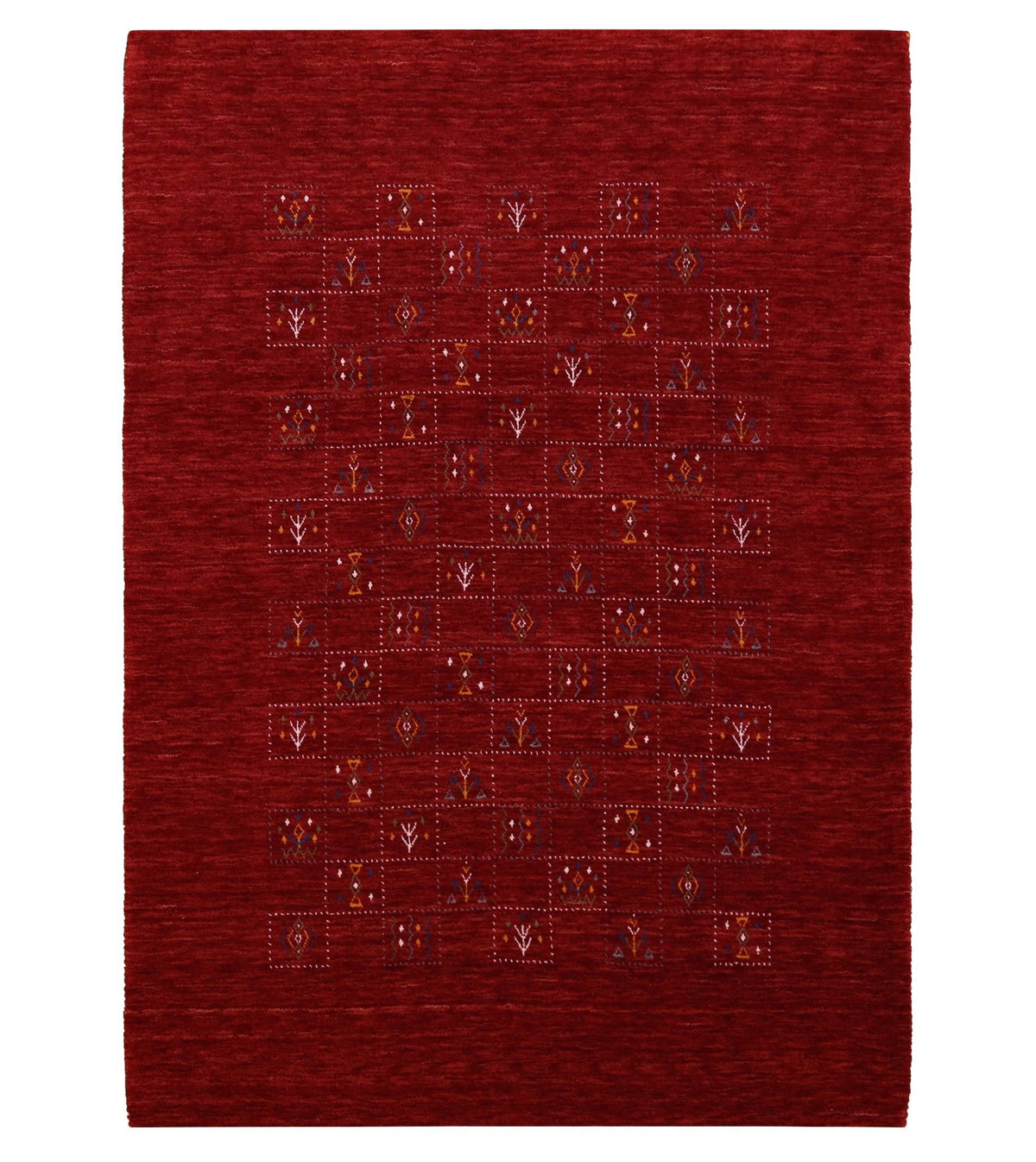 Red Tribal Geometrical Design Wool Area Rug.
