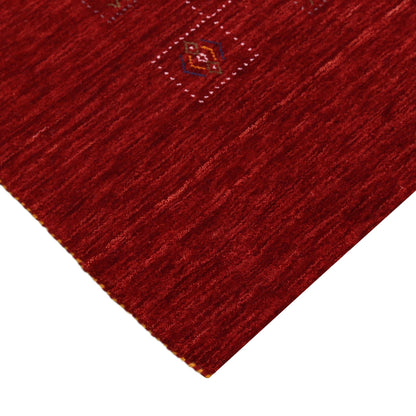 Red Tribal Geometrical Design Wool Area Rug.