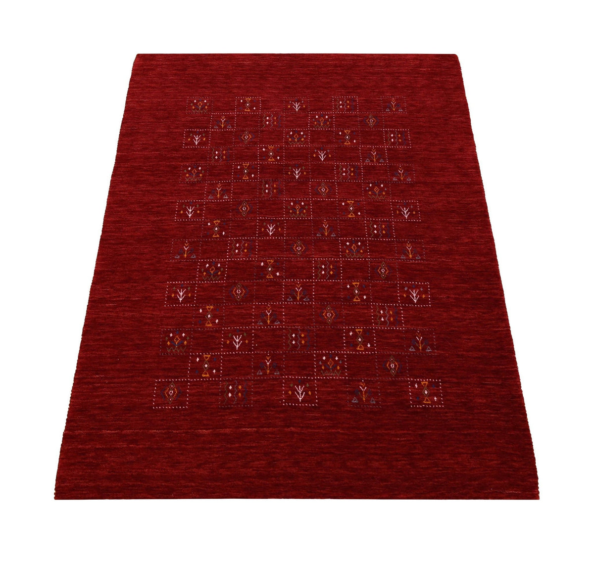 Red Tribal Geometrical Design Wool Area Rug.