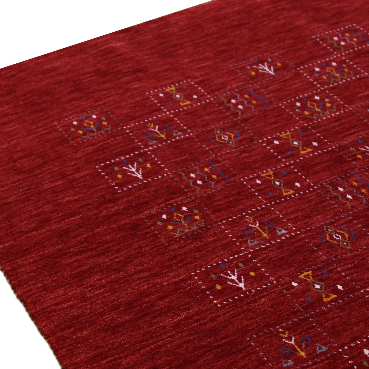 Red Tribal Geometrical Design Wool Area Rug.