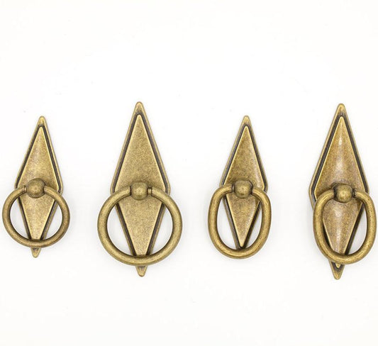 Rhombus "Ella" Antique Bronze Ring Drawer Pulls with Backplate.