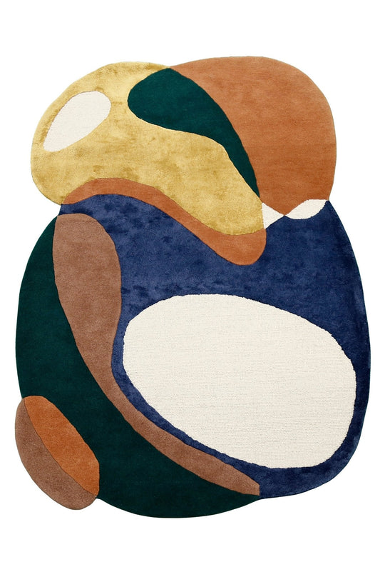 Riverstone Pattern Multicolor Hand Tufted 5x8 Wool Rug