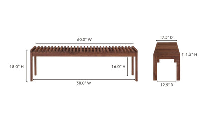 The Carpentry Shop Co. ROHE WALNUT BENCH NATURAL ROHE WALNUT BENCH NATURAL