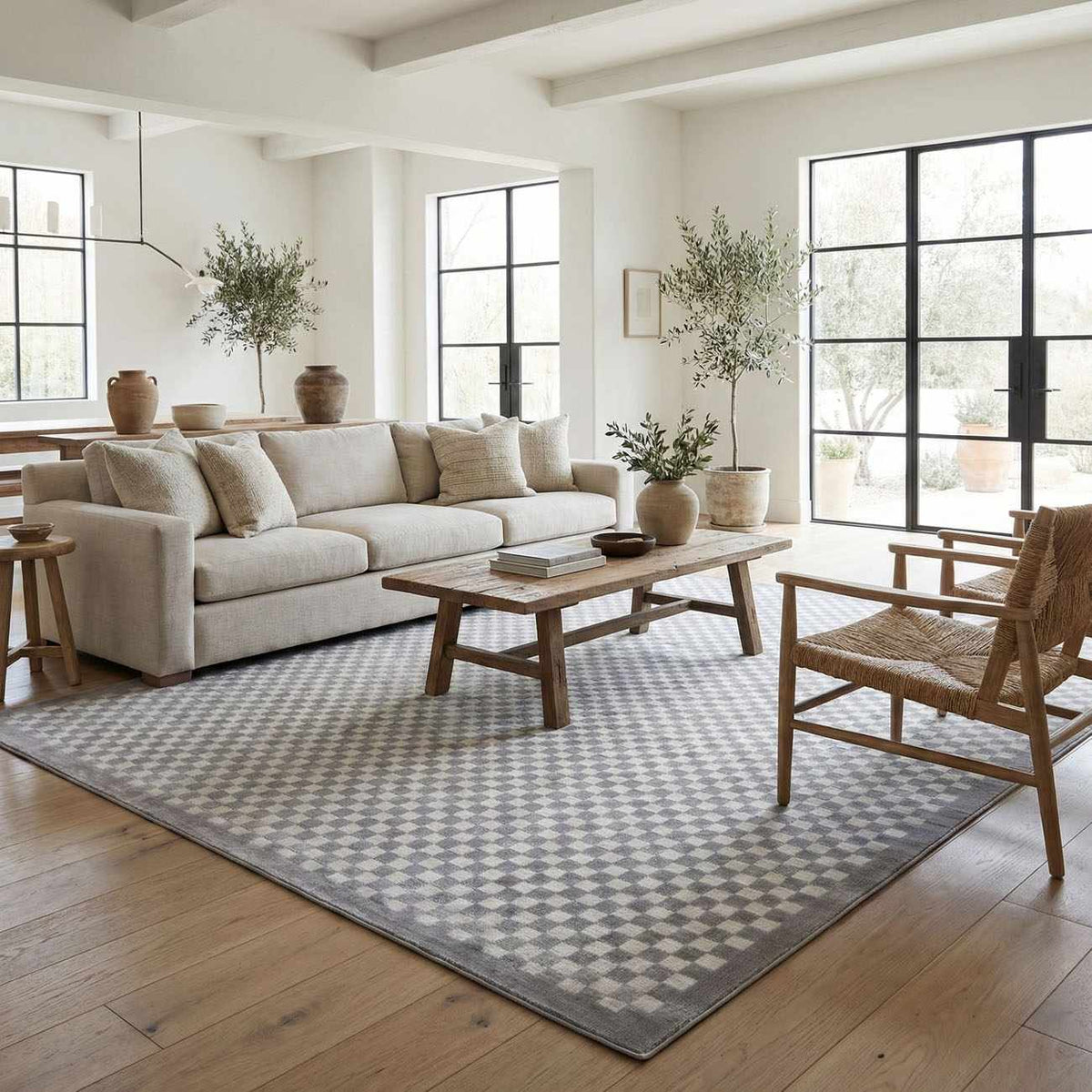 Gaiwan Cream Gray Washable Area Rug