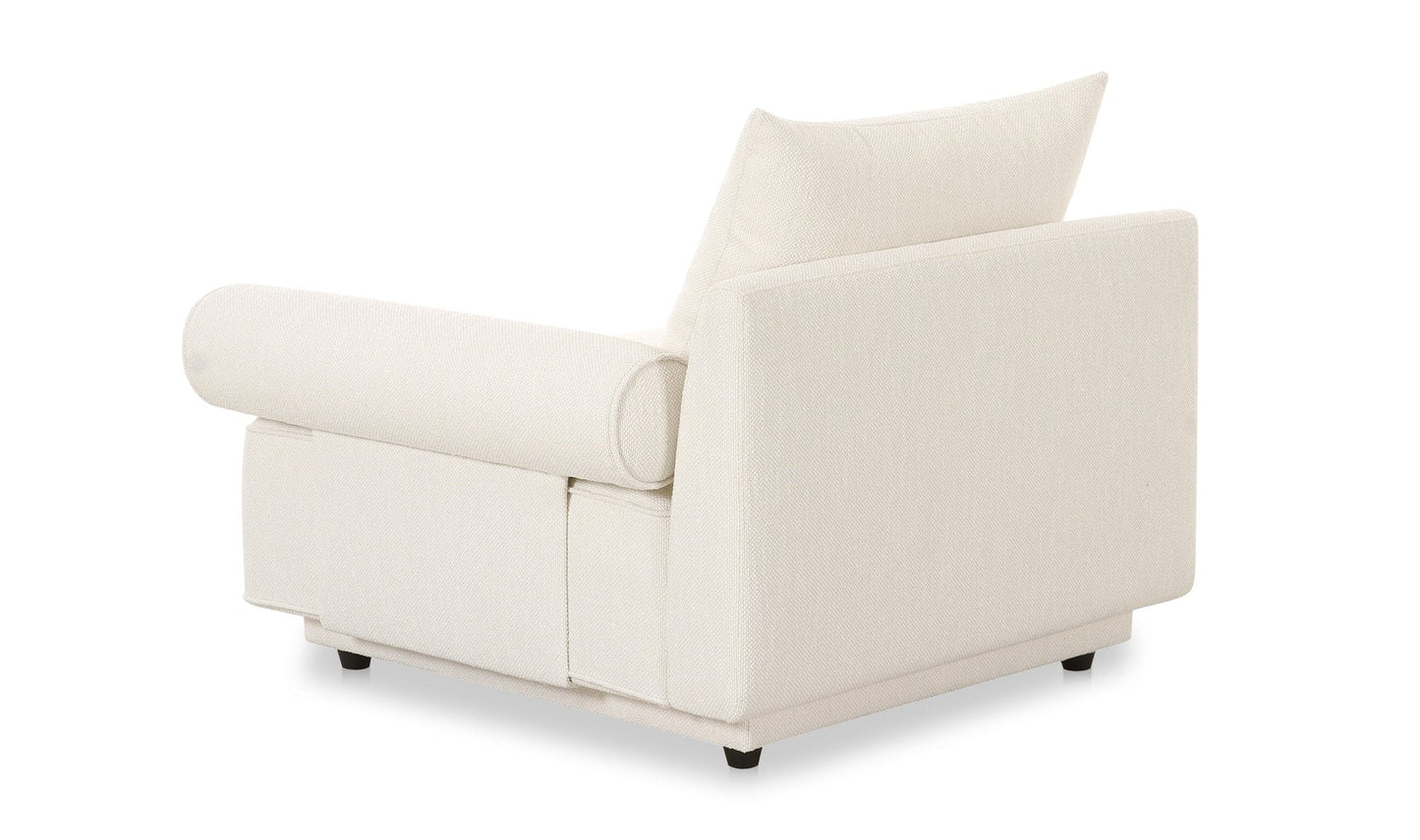Moe's Home Collection WHITE Rosello Modular Right Arm Facing Chair Rosello Modular Right Arm Facing Chair