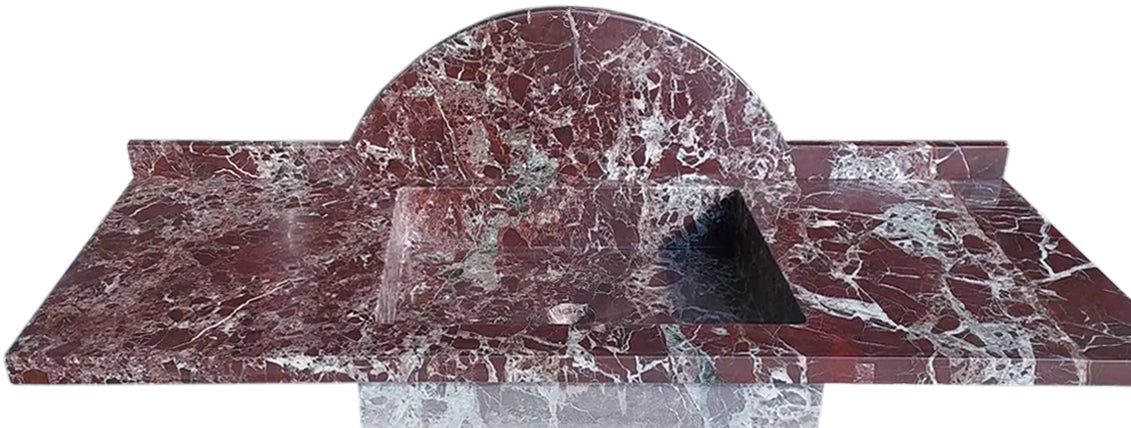 Rosso Levanto Marble Rectangular Wall-mount Sink (W)20" (L)52" (H)5".