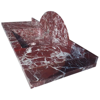 Rosso Levanto Marble Rectangular Wall-mount Sink (W)20" (L)52" (H)5".