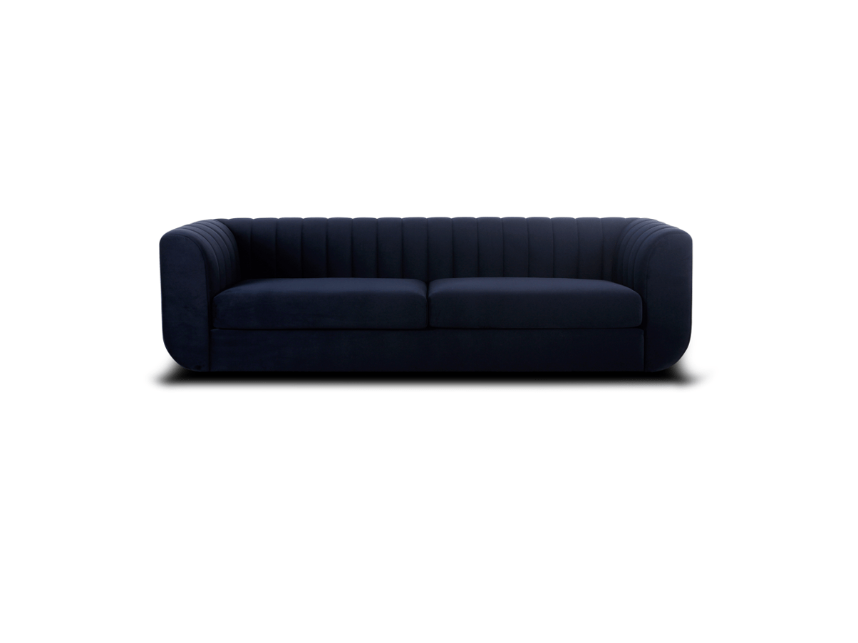 Moe's ROSY SOFA- DEEP BLUE Organic Bookshelf Slab with Glass Shelves