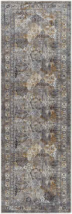 Mark & Day Rug 2'7" x 7'10" Willey Traditional Charcoal Washable Area Rug